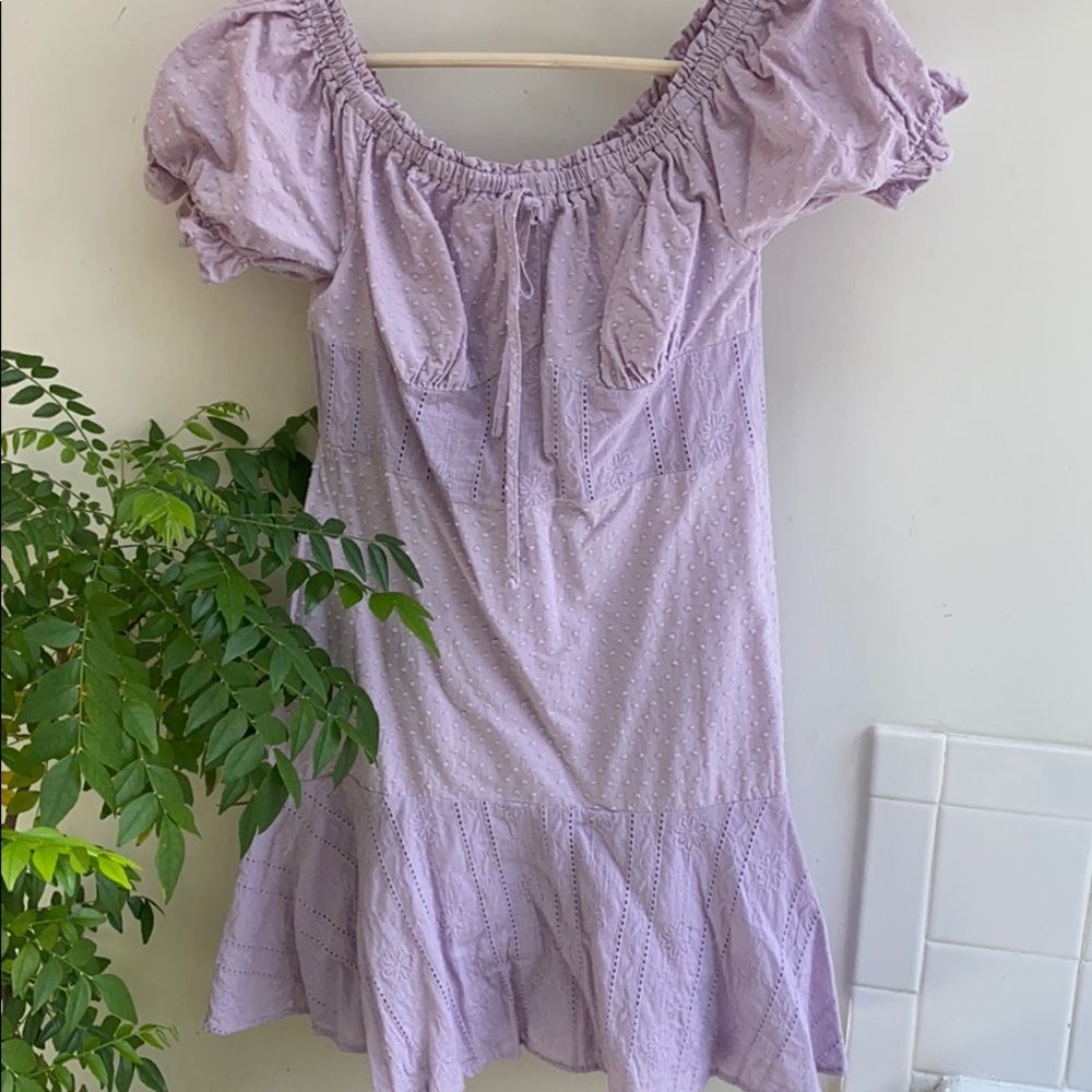 Miami Off the Shoulder Lilac Milkmaid Style Dress